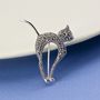 Marcasite Sterling Silver Cat Brooch, thumbnail 1 of 8