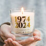 50th Golden Wedding Anniversary Personalised Candle, thumbnail 1 of 4