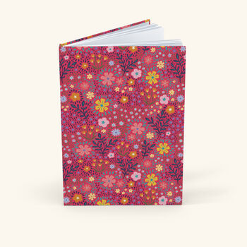 Floral Dark Pink Hardback A5 Notebook, 5 of 11