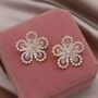 Monaco D’or Gold Pavé Centi Flower Drop Gala Charm Earrings, thumbnail 2 of 3
