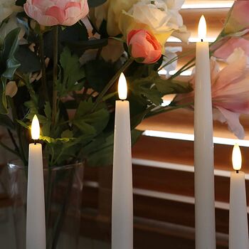 Set Of Four White Taper Candles With Remote, 4 of 7