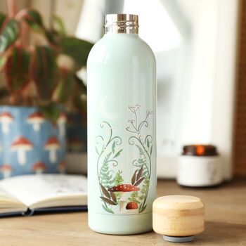 Moonrise Blue Metal Water Bottle With Bamboo Top, 3 of 4