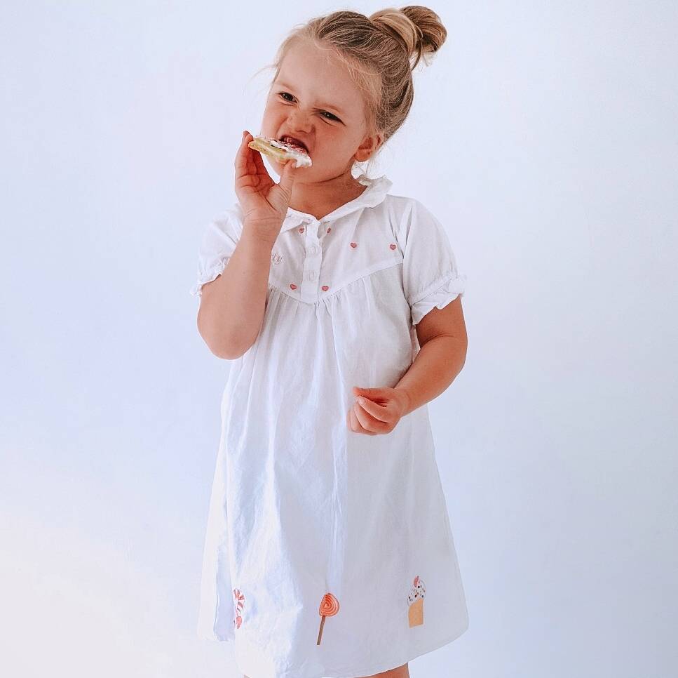 Personalised Girl's Gingerbread Cotton Dress By Mini Lunn