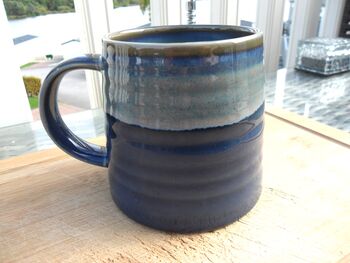 Individual Reactive Glaze Brûlée Mug In Denim Glaze, 4 of 12