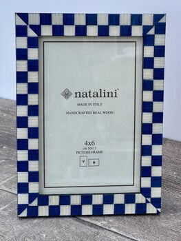 Natalini Blue And White Checkerboard Photo Frame, 2 of 4