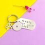 Hand Stamped Always By My Side Pet Dog Memory Jewellery Charm Keyring, thumbnail 1 of 4