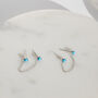 Sterling Silver Chain Double Turquoise Stud Earrings, thumbnail 4 of 7