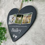 Personalised Pet Photo Slate Hanging Heart Decoration 15 X 16cm, thumbnail 7 of 8