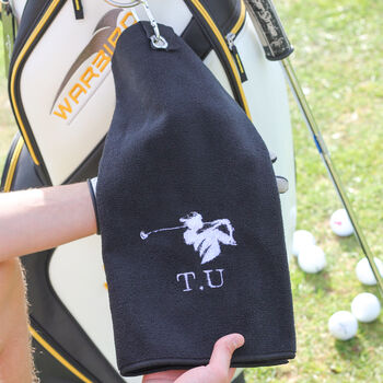 Personalised Golf Swing Towel Accessories Gift For Him, 3 of 4