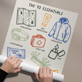 The 10 Essentials Outdoor Adventure Print | Hiking Illustration Poster, 4 of 5
