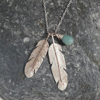 Feathers Sterling Silver And Gem Necklace, 4 of 6