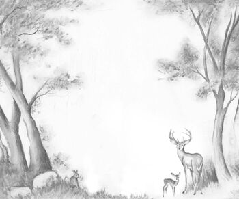 Hand Drawn Fawn And Doe Wallpaper, 2 of 2