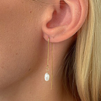 Pull Through Threader Pearl Drop Earrings, 4 of 9