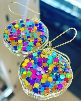 Super Sparkly Disco Earrings Hand Made Medium, 2 of 12