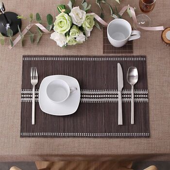 Set Of Six Brown Leaf Bamboo Placemats, 6 of 11