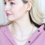 Golden Oval Shape Classic Diana Wedding Pearl Necklace And Earring Set, thumbnail 2 of 8