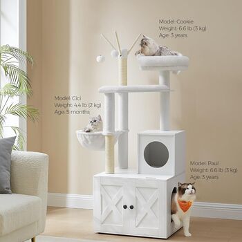 Modern Cat Tree With Litter Box Enclosure And Condo, 2 of 12