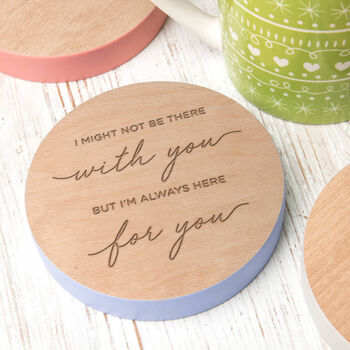 Engraved Wooden 'Always Here For You' Coaster, 3 of 8