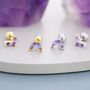 Amethyst Purple Cz Marquise Leaf Duo Barbell Earrings, thumbnail 7 of 10