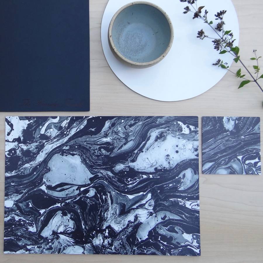marbled leather placemat and coaster by artbox