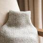 Grey And Cream Herringbone Wool Hot Water Bottle, thumbnail 2 of 3