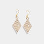 Cream And Pearlescent Taupe Geometric Diamond Shaped Earrings, thumbnail 4 of 6