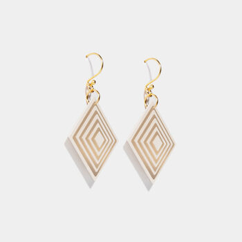 Cream And Pearlescent Taupe Geometric Diamond Shaped Earrings, 4 of 6