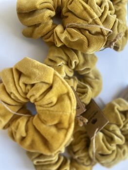 Cotton Velvet Scrunchie Mustard, 4 of 5