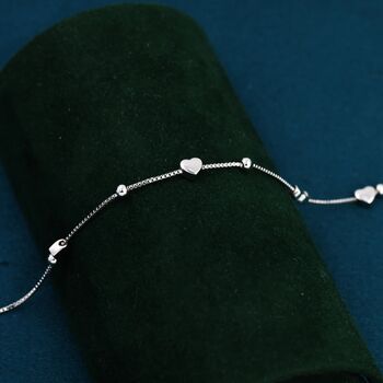 Heart Charm Bracelet In Sterling Silver, 6 of 10