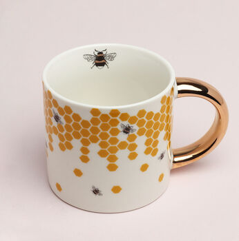 G Decor Beehives Contrast Gold Ceramic Tea Coffee Mug, 3 of 5