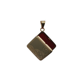 Handmade Square 9ct Gold Locket With Hand Engraving, 5 of 9