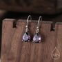 Sterling Silver Dark Amethyst Purple Pear Cut Cz Drop Earrings, thumbnail 1 of 12