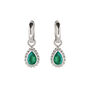 May Birthstone Green Onyx Sterling Silver Huggie Hoop Earrings, thumbnail 2 of 11