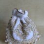 White Velvet Handcrafted Luxury Potli/Wrist Bag, thumbnail 5 of 7
