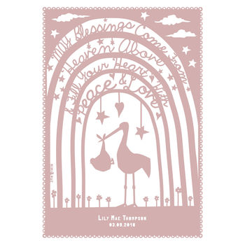 Personalised New Baby 'Papercut Style' Print, 3 of 5