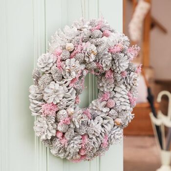 Winter Sparkle Pink Door Wreath, 3 of 8