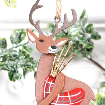 Christmas Stag With Bagpipes Tree Decoration, 2 of 3