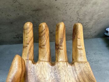 Teak Root Wooden Giant Hand Shaped Trinket Dish Or Bowl Décor, 7 of 8