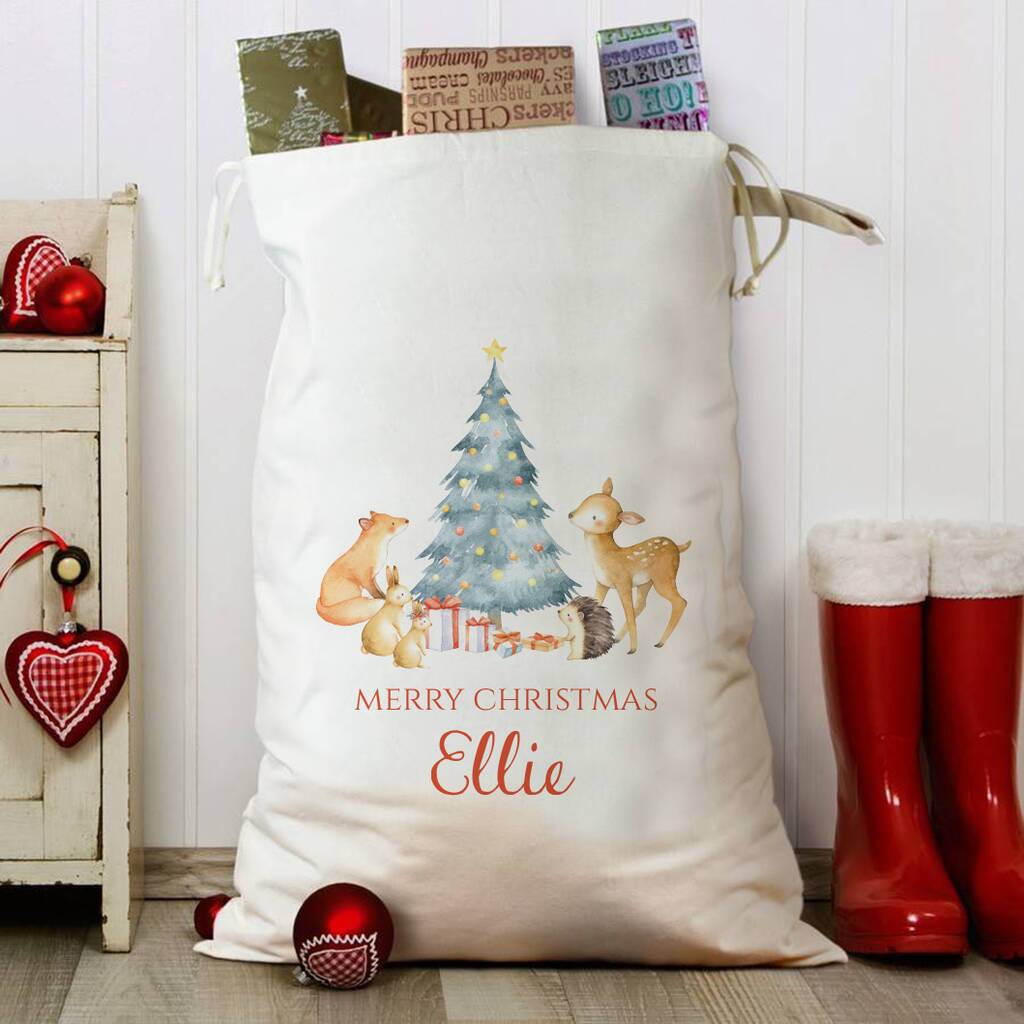 Forest Friends Personalised Christmas Sack