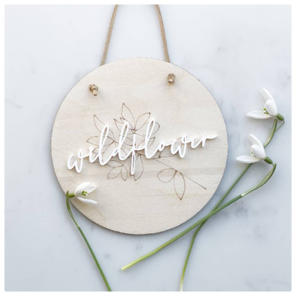 'Wildflower' Wooden Hanging Wall Plaque By Rowan And Fox ...