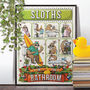 Sloths Using The Bathroom, Funny Toilet Art, thumbnail 1 of 7