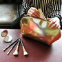 Personalised Ladies Gold Leather Cosmetic Makeup Bag, thumbnail 1 of 10