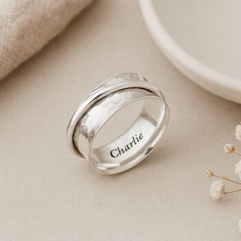 Personalised Sterling Silver Single Spinner Ring – 8mm, 2 of 7
