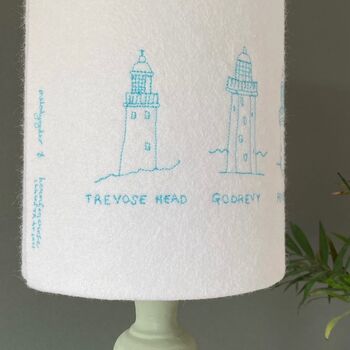 Embroidered Cornish Lighthouse Lampshade, 4 of 6