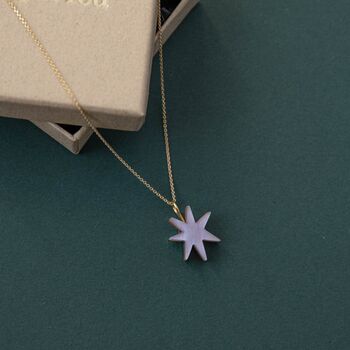 Hand Drawn Star Necklace In Teal, Lilac Or Black, 6 of 6