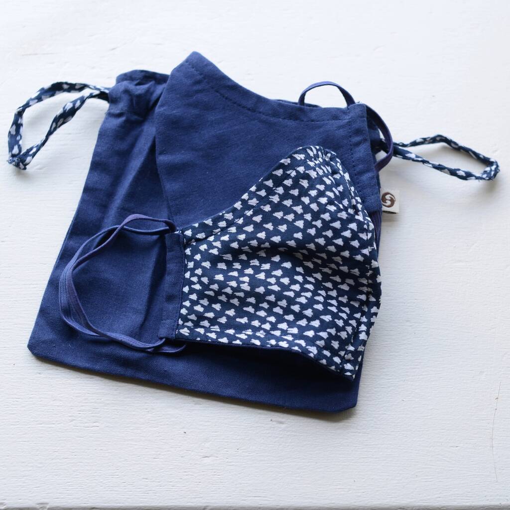 Reversible Face Mask Set In A Pouch By Blue & White Company