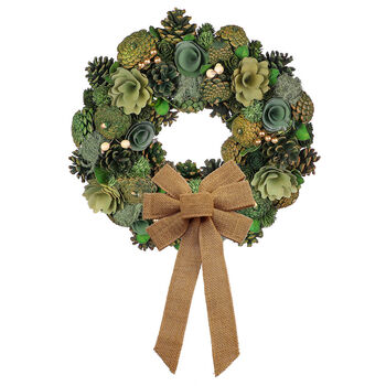 Hemlock Grove Indoor Christmas Wreath With Bow, 2 of 10