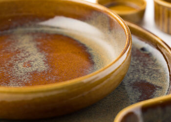 Rich Toffee Coloured Dining Plates, 6 of 7