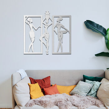 Wooden African Women Wall Art Set For Modern Home Decor, 4 of 9