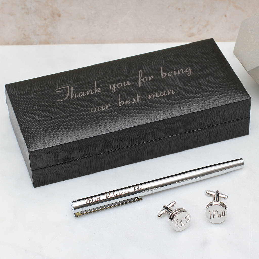 Personalised Rollerball Pen And Cufflink Gift Set, 1 of 2